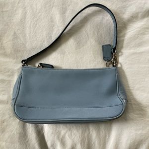 NWOT Coach light blue small leather zip purse